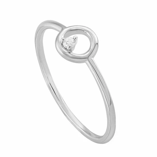 PRIMROSE Sterling Silver Open Circle Cubic Zirconia Ring - Image 2