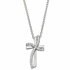 PRIMROSE Cubic Zirconia Swirl Cross Necklace