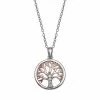 PRIMROSE Two-Tone 18k Rose Gold Over Silver Cubic Zirconia Family Tree Pendant Necklace