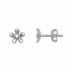 PRIMROSE Sterling Silver Polished Flower Stud Earrings