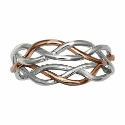 PRIMROSE Sterling Silver Polished Twisted Band Ring Silver Tone