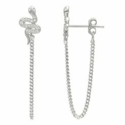PRIMROSE Sterling Silver Cubic Zirconia Snake Chain Drop Earrings