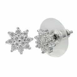 PRIMROSE Sterling Silver Cubic Zirconia Flower Stud Earrings
