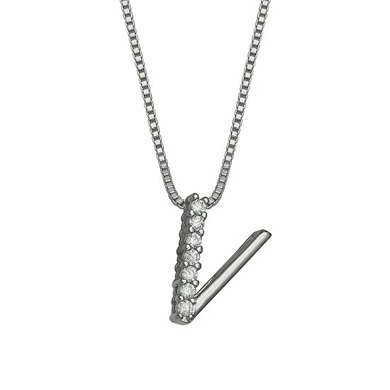 PRIMROSE Sterling Silver Cubic Zirconia Initial Pendant Necklace Silver Tone Z - Image 20