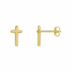 PRIMROSE 18k Gold Over Silver Polished Cross Stud Earrings