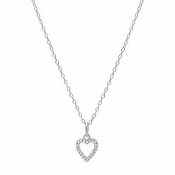 PRIMROSE Sterling Silver Pave Cubic Zirconia Open Heart Pendant Necklace