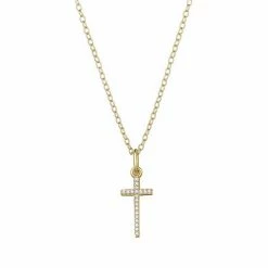 PRIMROSE 18k Gold Plated Cubic Zirconia Cross Pendant Necklace