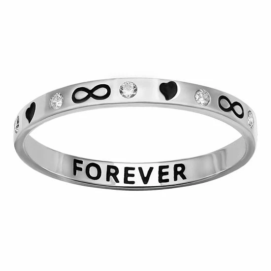 PRIMROSE Sterling Silver Cubic Zirconia Infinity Heart Forever Band Ring