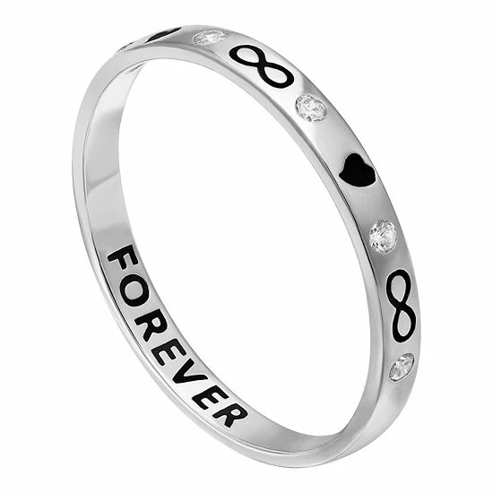 PRIMROSE Sterling Silver Cubic Zirconia Infinity Heart Forever Band Ring - Image 2