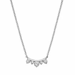 PRIMROSE Sterling Silver Cubic Zirconia Curved Bar Necklace