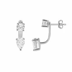 PRIMROSE Sterling Silver & Pear Cubic Zirconia Front-Back Earrings