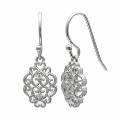 PRIMROSE Sterling Silver Cubic Zirconia Filigree Drop Earrings