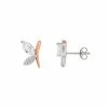 PRIMROSE Two Tone Sterling Silver Cubic Zirconia Butterfly Stud Earrings