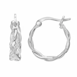 PRIMROSE Sterling Silver Twisted Hoop Earrings