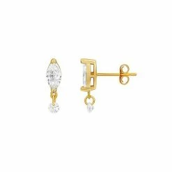 PRIMROSE 18k Gold Over Silver Cubic Zirconia Marquise Drop Earrings