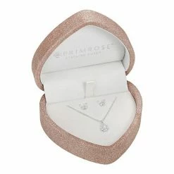 PRIMROSE Sterling Silver Cubic Zirconia Butterfly Earring & Opal Flower Necklace Set