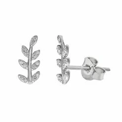 PRIMROSE Sterling Silver Leaf Post Earrings Gold Over Sterling