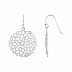 PRIMROSE Sterling Silver Filigree Disc Drop Earrings