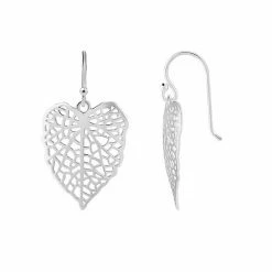PRIMROSE Sterling Silver Cutout Filigree Leaf Drop Earrings