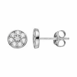 PRIMROSE Sterling Silver Cubic Zirconia Pave Stud Earrings