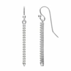 PRIMROSE Sterling Silver Pave Cubic Zirconia Stick Drop Earrings