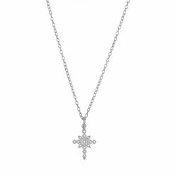 PRIMROSE Sterling Silver Cubic Zirconia Beaded Cross Pendant Necklace