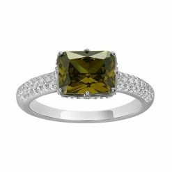 PRIMROSE Sterling Silver Green & White Cubic Zirconia Ring