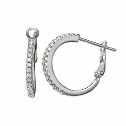 PRIMROSE Sterling Silver Cubic Zirconia Hoop Earrings