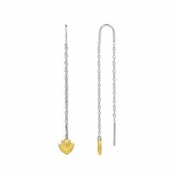 PRIMROSE Two Tone Sterling Silver Cubic Zirconia Seashell Threader Drop Earrings