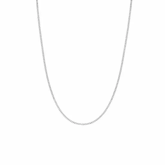 PRIMROSE Sterling Silver Polished Flat Curb Chain Necklace