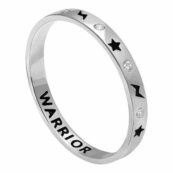 PRIMROSE Sterling Silver Cubic Zirconia Lightning Star "Warrior" Band Ring - Image 2