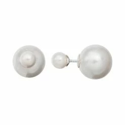 PRIMROSE Simulated Pearl Sterling Silver Front-Back Stud Earrings