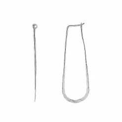 PRIMROSE Sterling Silver Hammered Oval Hoop Earrings