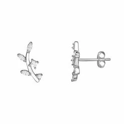 PRIMROSE Sterling Silver Cubic Zirconia Vine Stud Earrings