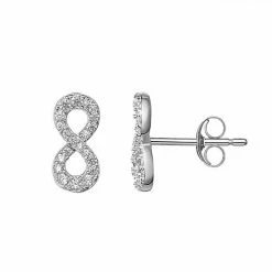 PRIMROSE Sterling Silver Cubic Zirconia Infinity Stud Earrings