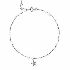 PRIMROSE Sterling Silver Cubic Zirconia Star Anklet