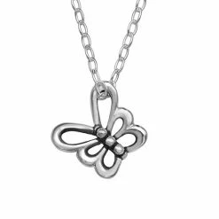 PRIMROSE Sterling Silver Polished & Oxidized Butterfly Pendant Necklace