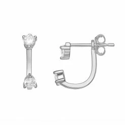 PRIMROSE Sterling Silver Double Cubic Zirconia Front To Back Drop Earrings