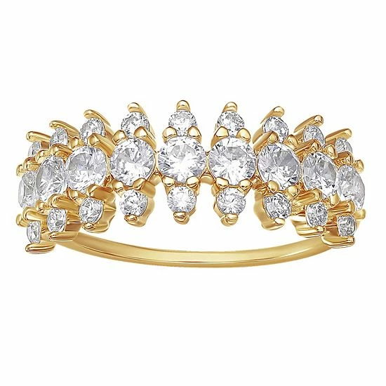 PRIMROSE 18k Gold Over Silver Cubic Zirconia Marquise Shape Cluster Ring