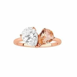 PRIMROSE 18k Rose Gold Over Silver Peach Crystal & Cubic Zirconia Ring