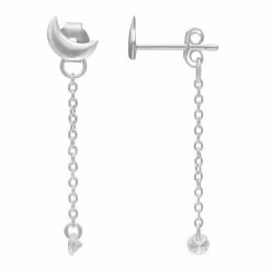 PRIMROSE Sterling Silver Cubic Zirconia Crescent Moon Drop Earrings