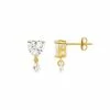 PRIMROSE 18k Gold Over Silver Cubic Zirconia Heart Stud Drop Earrings