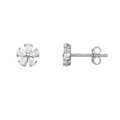 PRIMROSE Sterling Silver Cubic Zirconia Flower Stud Earrings