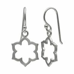 Primrose Sterling Silver Flower Tile Cutout Drop Earrings