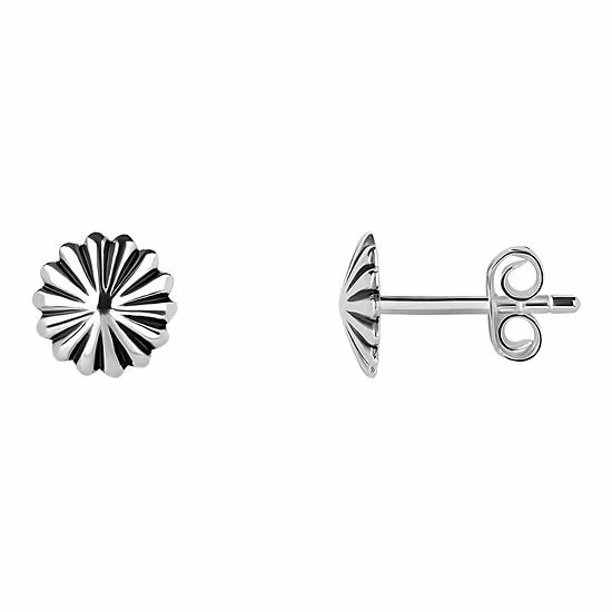 PRIMROSE Sterling Silver Oxidized Flower Etched Stud Earrings