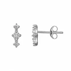 PRIMROSE Sterling Silver Trio Cubic Zirconia Bar Stud Earrings