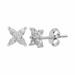 PRIMROSE Sterling Silver Cubic Zirconia Flower Stud Earrings