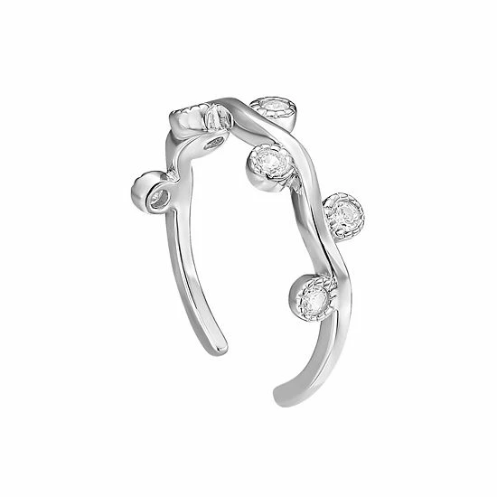 PRIMROSE Sterling Silver Cubic Zirconia Wavy Toe Ring - Image 2