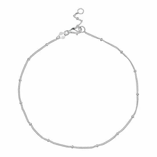 PRIMROSE Polished Sterling Silver Ball Chain Anklet