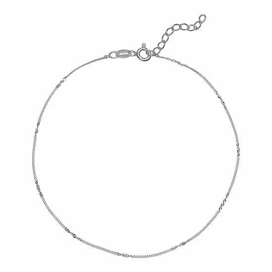 PRIMROSE Sterling Silver Polished Flat Curb Chain Bracelet